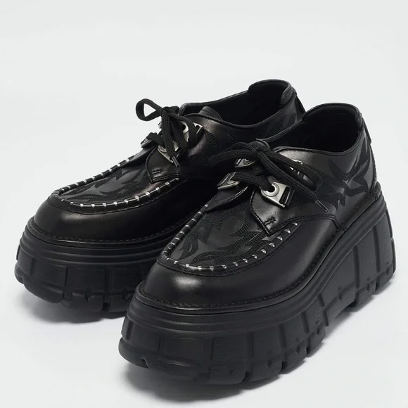 Miu Miu | Shoes | Miu Miu Embroidered Leather Laceup Shoes